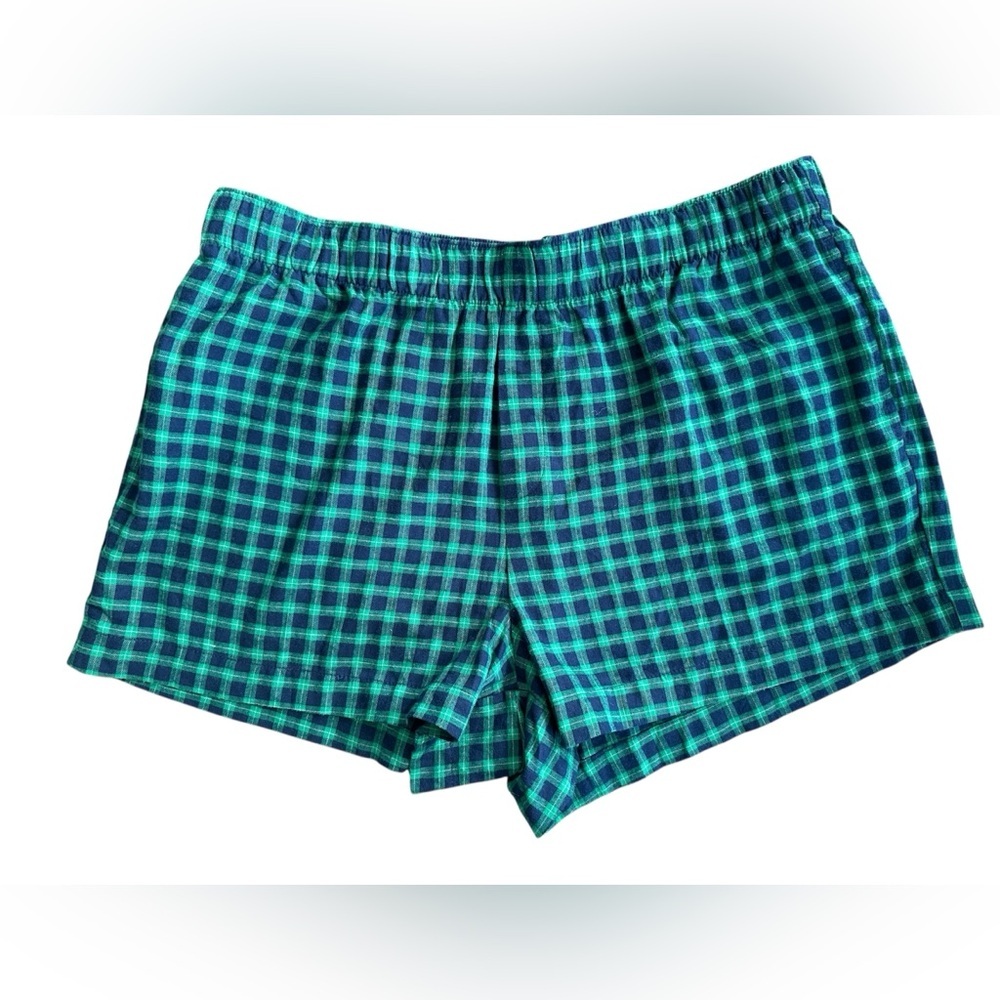 Auden Green-Navy Check Cotton Flannel Pajama Shorts 2XL